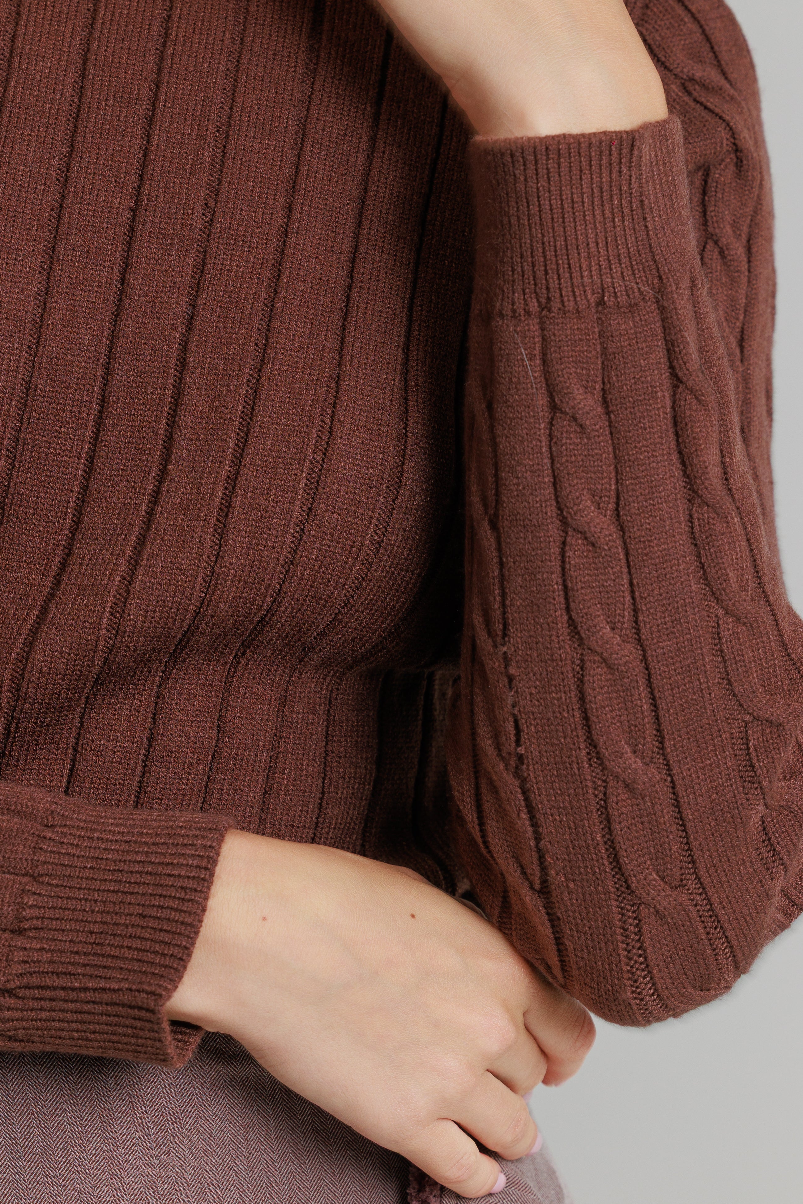 Cropped ribbed sweater brown