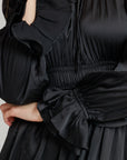 Satin smock dress black