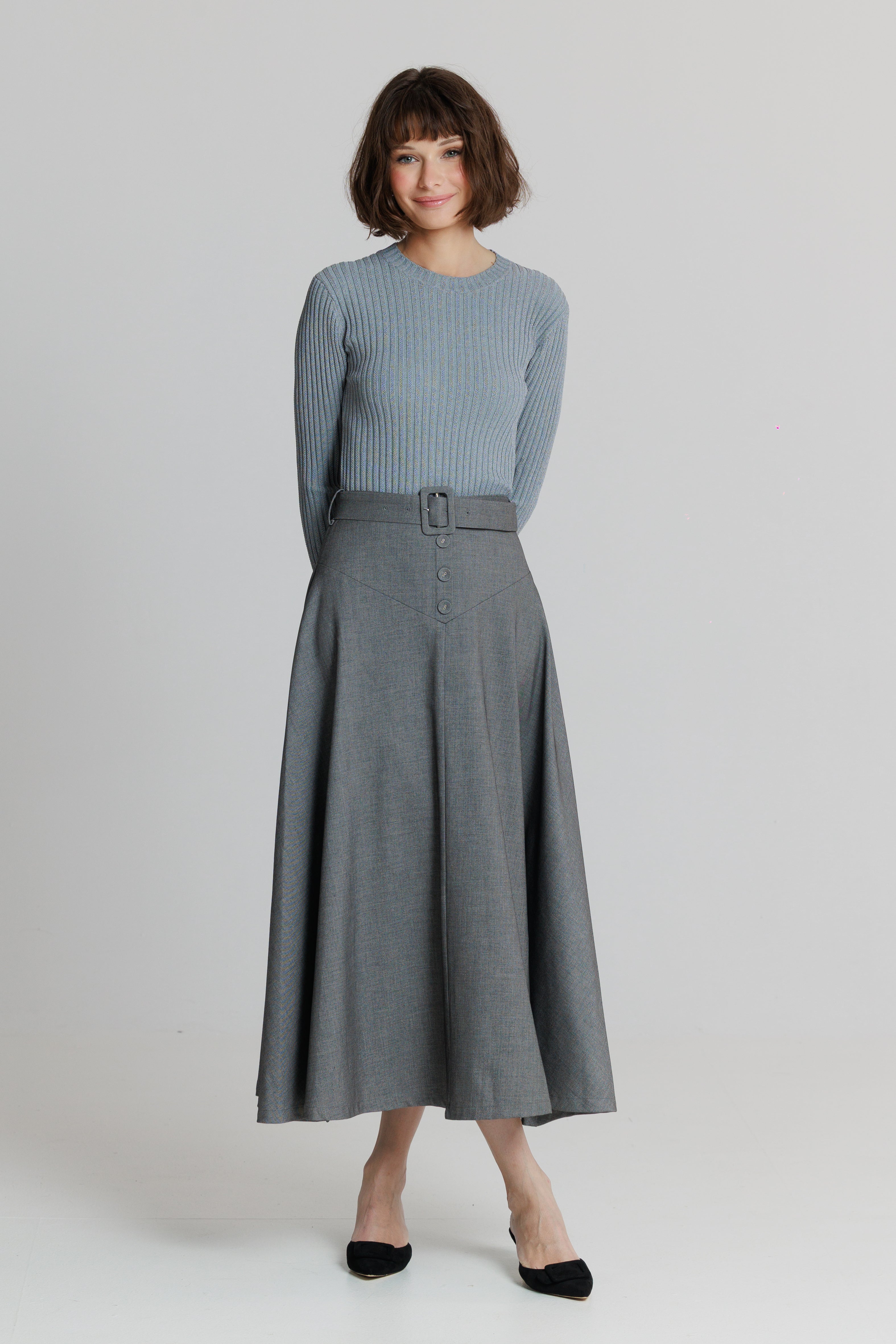 Wide Ribbed knit top gray – LOU&UP
