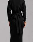 Knit Wrap Top Set - Black