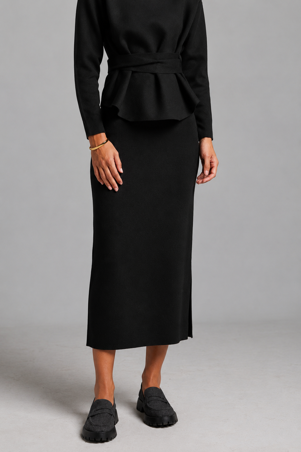 Knit Skirt Set - Black