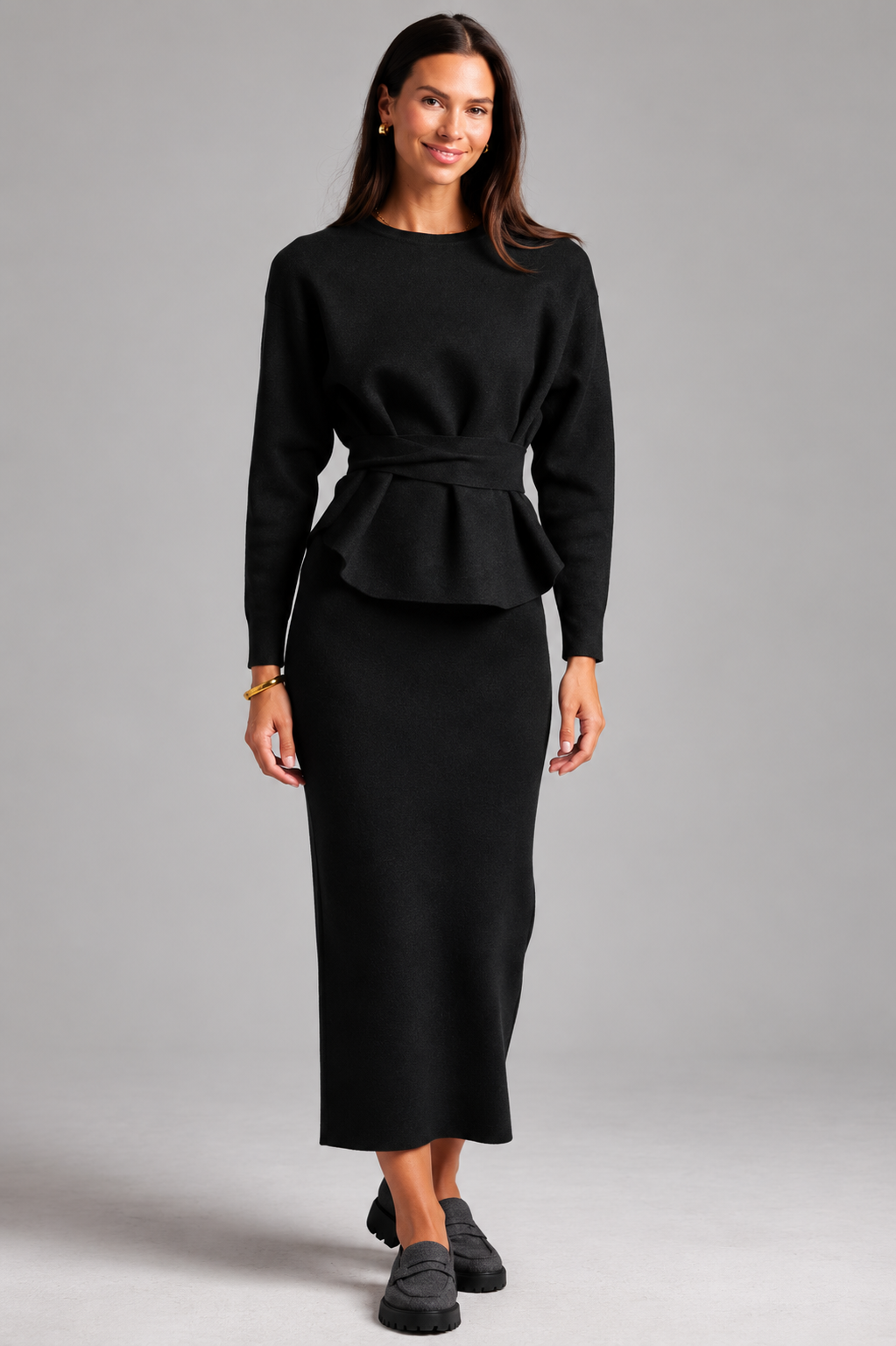 Knit Skirt Set - Black