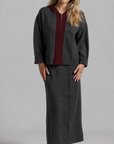Knit Midi - Grey & Maroon