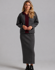 Knit Midi - Grey & Maroon
