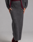 Knit Midi - Grey & Maroon