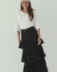 Denim Ruffle Skirt Black