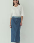 Two Tone Denim Skirt Blue