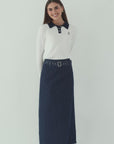 Pinstripe Denim Skirt