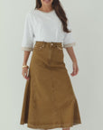 Chain Denim Skirt Brown
