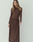 Side Ruched Dress Chocolate Brown