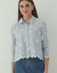 Scalloped Blouse Blue